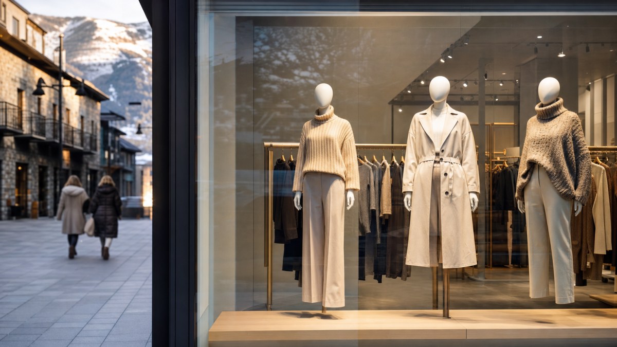 Escaparate de una tienda de moda recién abierta en la avenida comercial de Andorra la Vella