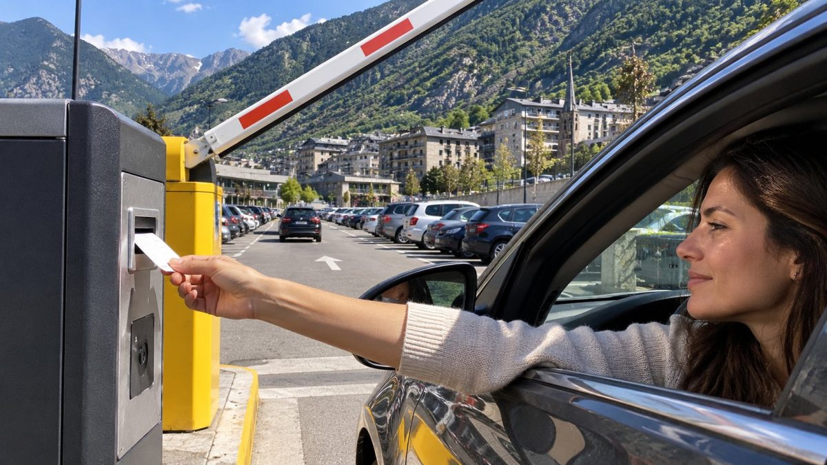 Conductora recoge el tiquet en un aparcamiento de Andorra la Vella