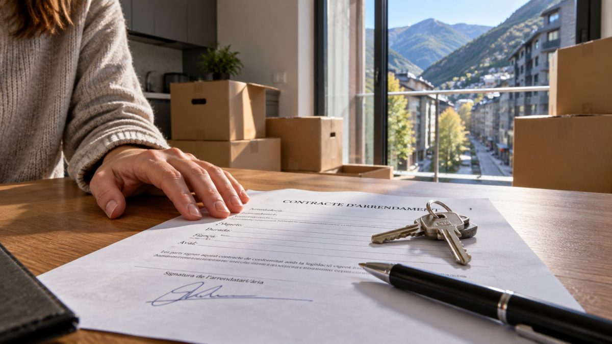 Contrato de alquiler firmado y llaves en un piso de Andorra